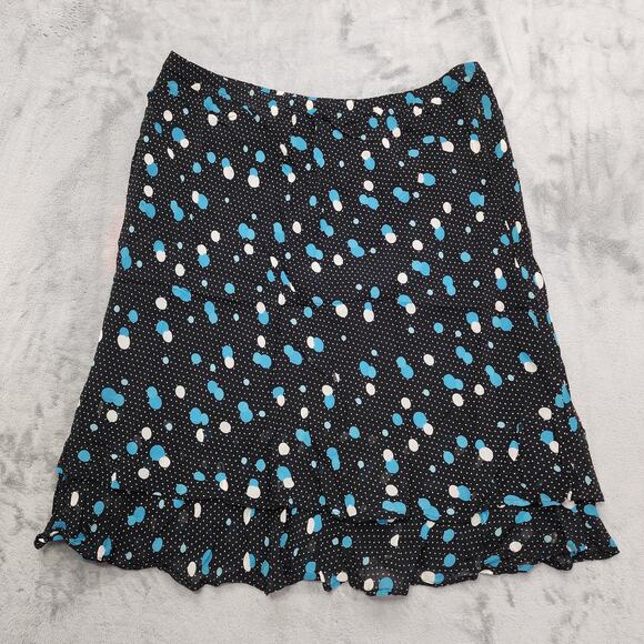 Vintage Style&Co Woman Skirt 18W Black Blue White Polka Dot Pull On Ruffle Hem - Picture 1 of 8